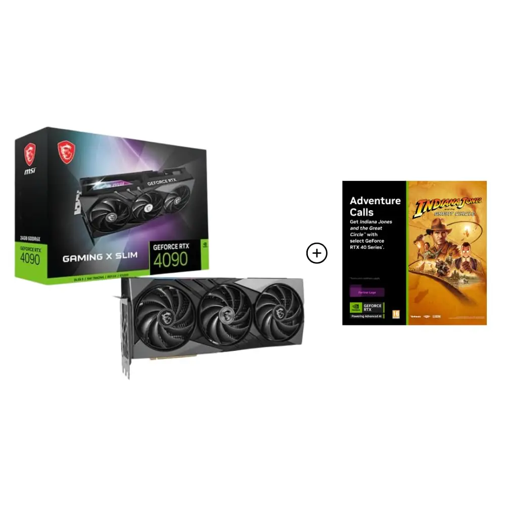 M S I GeForce RTX 4090 Gaming X Slim 24G Graphic Card - NVIDIA GeForce RTX 4090 GPU, 24GB GDDR6X 384-bit Memory, 21 Gbps,