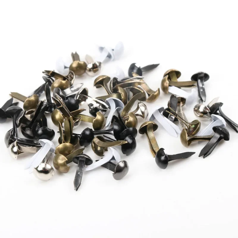 100 sztuk mieszane okrągłe metalowe szpilki Brad kolce Scrapbooking zdobienie zapięcia Brads rzemiosło Pushpin dekoracje 5x10mm — zdjęcie 2