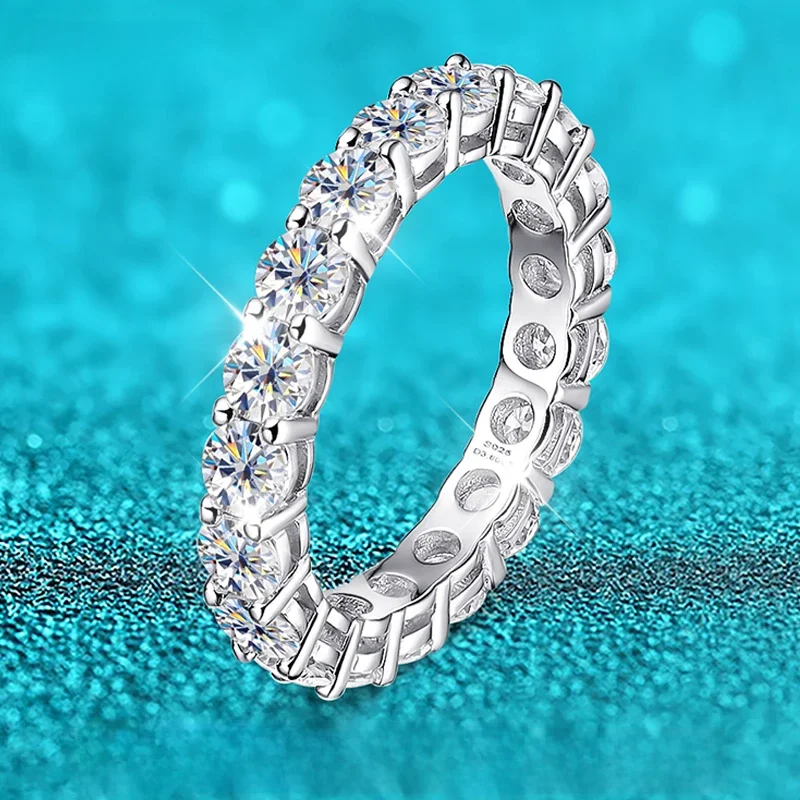 Smyoue 2-5mm Volledige Moissanite Ring voor Vrouwen Fonkelende Bruiloft Eternity Bands 100% S925 Sterling Zilveren Sieraden Klassieke ring - afbeelding 2
