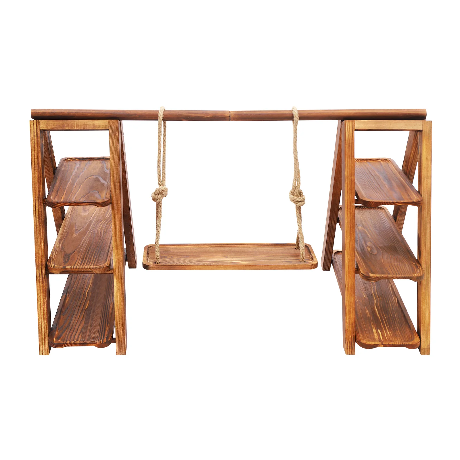 

Simplicity Three-layer Triangular Wooden Dessert Stand with a Height-adjustable Swing Plate for Weddings and Parties