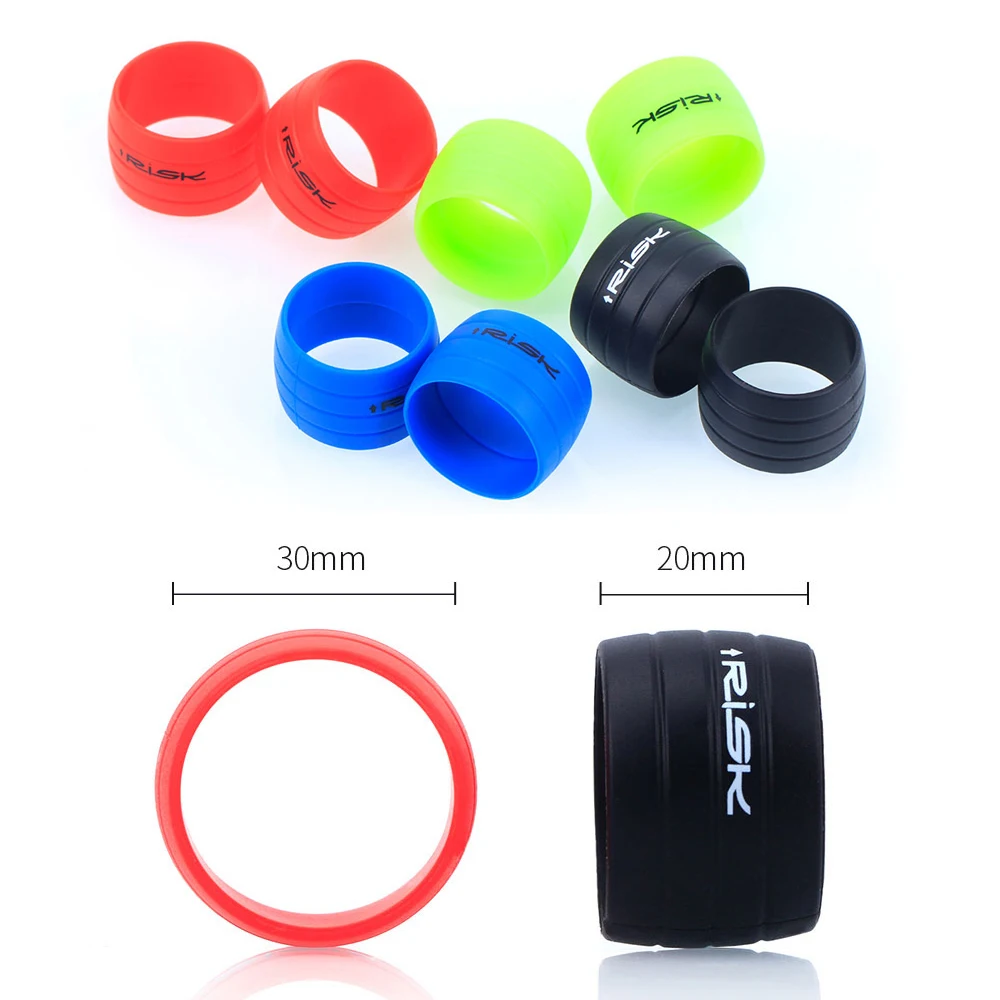 2pcs RISK Bicycle Bike Handlebar Strap Tape Fixing Silicone Ring Anti-Skip Rubber Sleeve Loops Collar