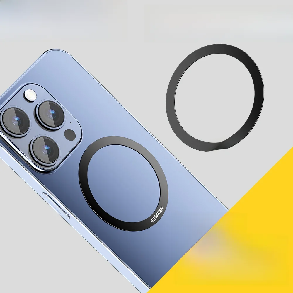 Essager 2PCS Magnetyczny metalowy pierścień 0,3 mm Uniwersalna naklejka na iPhone'a 15 14 Pro Magnes MagSafe do bezprzewodowej płytki ładującej Samsung — zdjęcie 2
