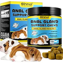 Anal Gland Soft Chew Treats with Pumpkin for Dogs Digestive Enzymes Probiotic Fiber Supplement Support Healthy Bowel Beef Flavor