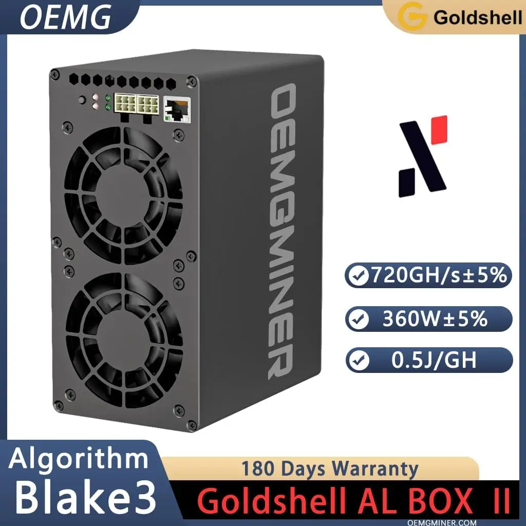 

AD BUY 3 и получите 2 бесплатных новых Goldshell коробка AL II 360 ГГц/с Вт Alephium Miner ALPH Mining Asic Miner криптовалюминирование с блоком питания