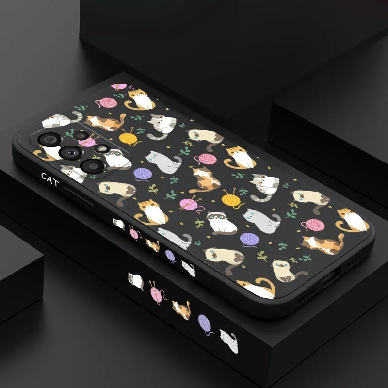 Prosty wzór z kotem na etui do Samsung A56 A54 A36 A34 A26 A24 A17 A16 A73 A53 A33 A23 A13 A72 A52 A32 A12 A15 A25 A35 A07 A06 5G — zdjęcie produktu 7