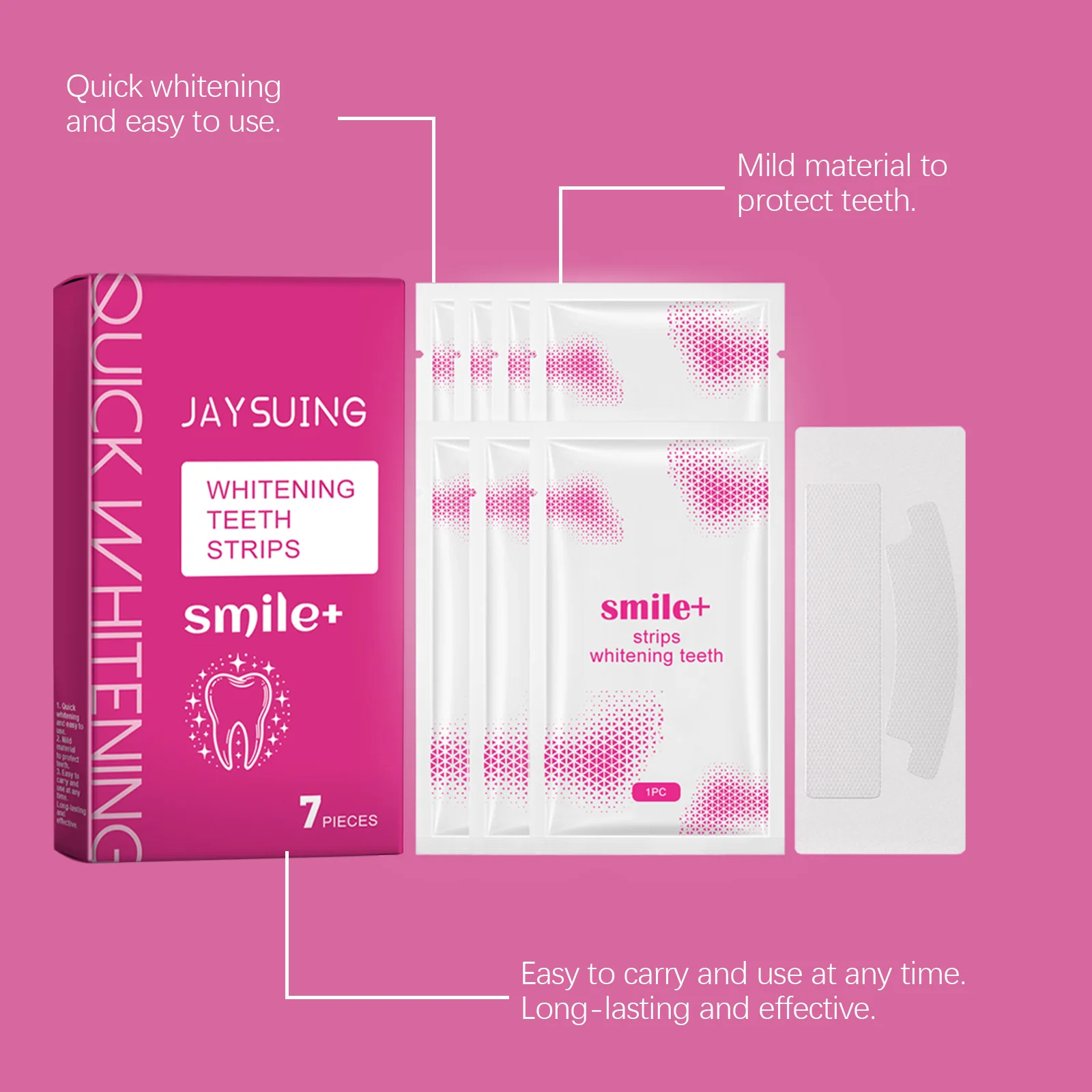 Jaysuing 7pcs Teeth Bleaching Strips Whitening Tooth Brightener Relief Swell Oral Hygiene Remove Tea Yellow Dental Whiten Patch