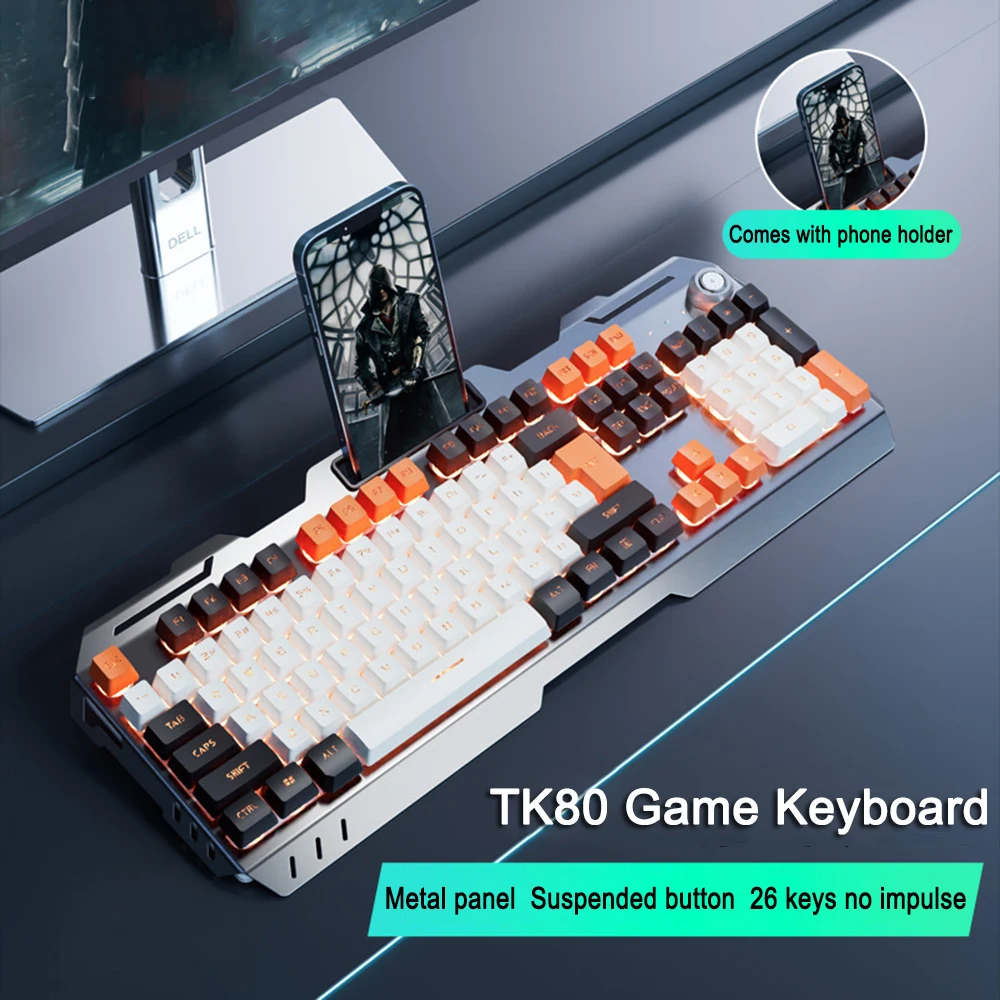 

104 Keys Wired Keyboard Set Dual Color USB Type-c Wired ABS Mechanical Gamer Keycaps Keyboard Gaming Keyboard For Laptop Gamers