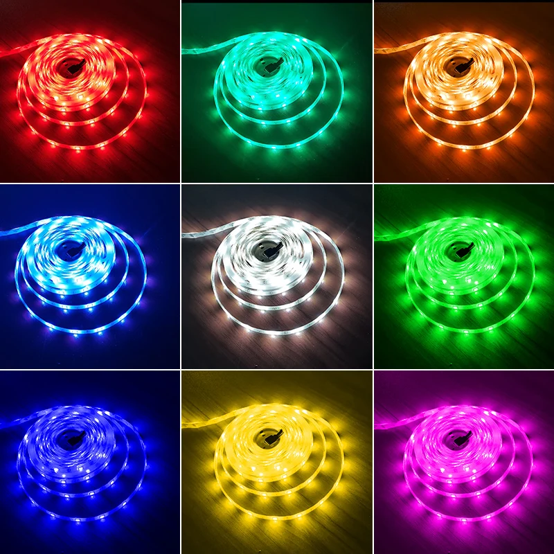 5050RGB LED Strip Lights Azul APP Controle Colorido Capa Dura para Decoração de Quartos Festas de Natal Iluminação de Atmosfera