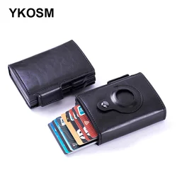 New Airtag Wallet ID Bank Credit Card Holder RFID Blocking Airtags Card Bag Men PU Leather Purse With Double Aluminum Box
