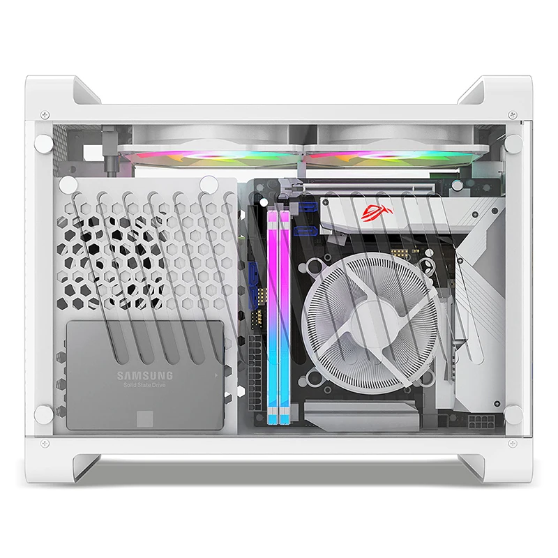 Imagem -03 - Metalfish-alumínio Itx Branco Case Mala Computador Portátil pc Gaming Pequeno Chassi Suporte Sfx Psu 306 Milímetros Gpu Ventilador 12 Centímetros g5 Plus