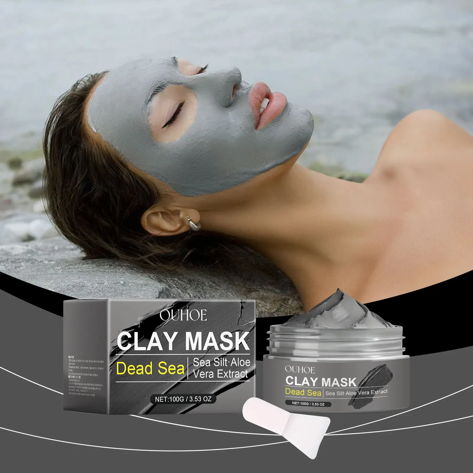 

Ouhoe 100 г г грязевая маска Мертвого моря Глубокое очищение пор для лица Контроль жирности Удаление черных точек Успокаивающий уход за кожей Увлажняющая глиняная маска для лица