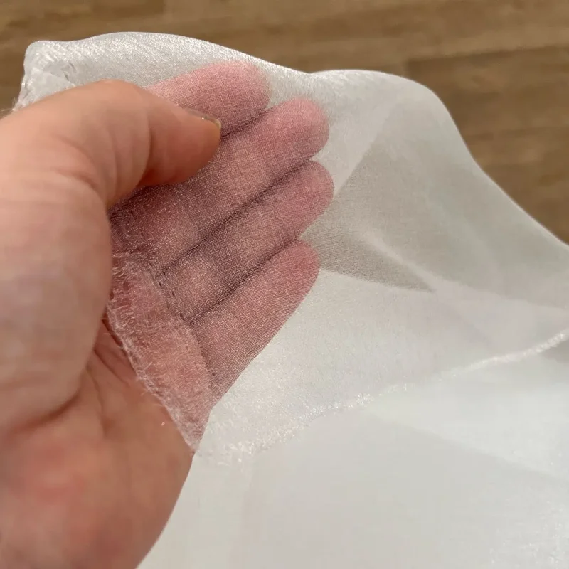 White Organza Voile Sheer Fabric - Shimmering, See-Through, and Sold by the Meter - Ideal Material for Sewing and Crafts