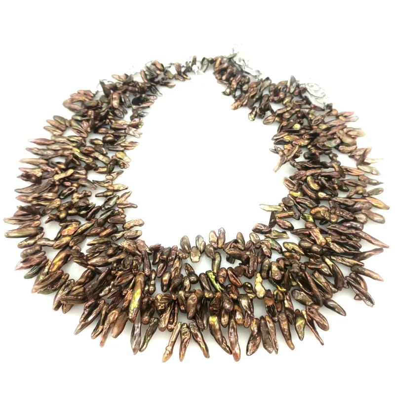 16 بوصة 6-12 ملم عصا خضراء جانبية محفورة لؤلؤ كيشي طبيعي فضفاض