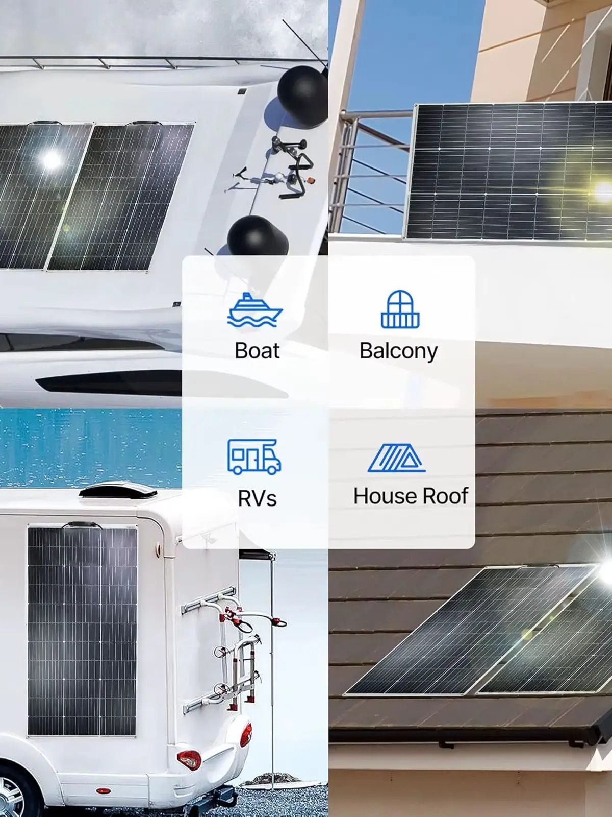 500W (4 Stück × 125W) Flexibles monokristallines Solarpanel, 18V Solarmodul für 12V-Batterie, Wohnmobil, Camper, Boot, Balkon, unebene Oberfläche