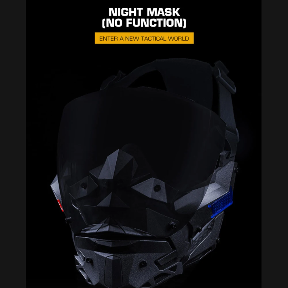 

Темная ночная маска, съемная противотуманная маска на все лицо, тактическая защитная маска для пейнтбола, страйкбола, дышащая маска научной фантастики