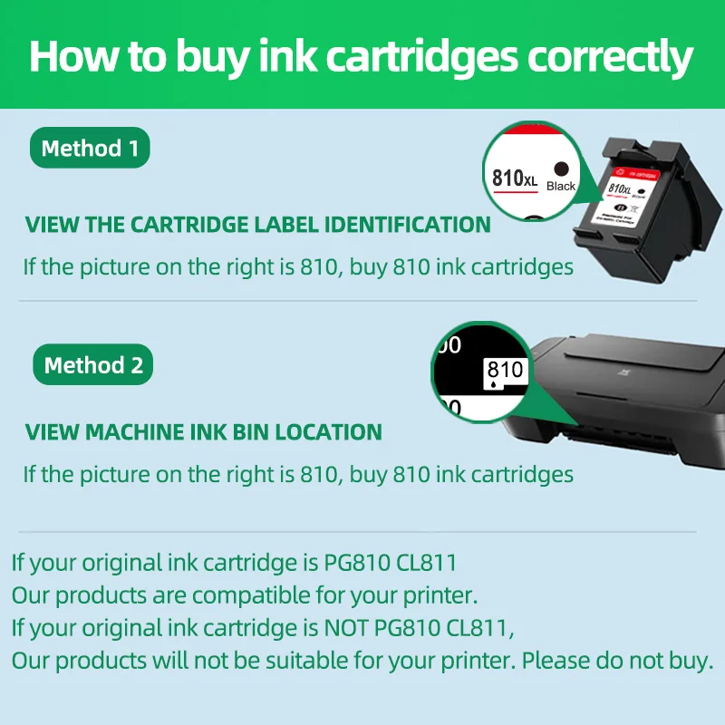 PG 810 CL 811 Ink Cartridge Refillable For Canon MP245 MP276 MP486 MX366 MX416 IP2772  IP2770 MP258 MP287 MP496 MP497 MP287