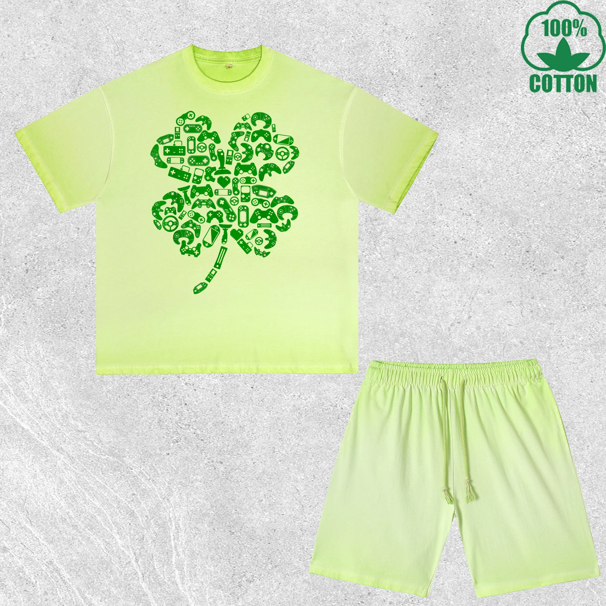

Games And Luck Printed Dirty Wash T-Shirt Shorts Set Multicolor Combo Loose Trendy Fashionable 100%Cotton Short Value Pack