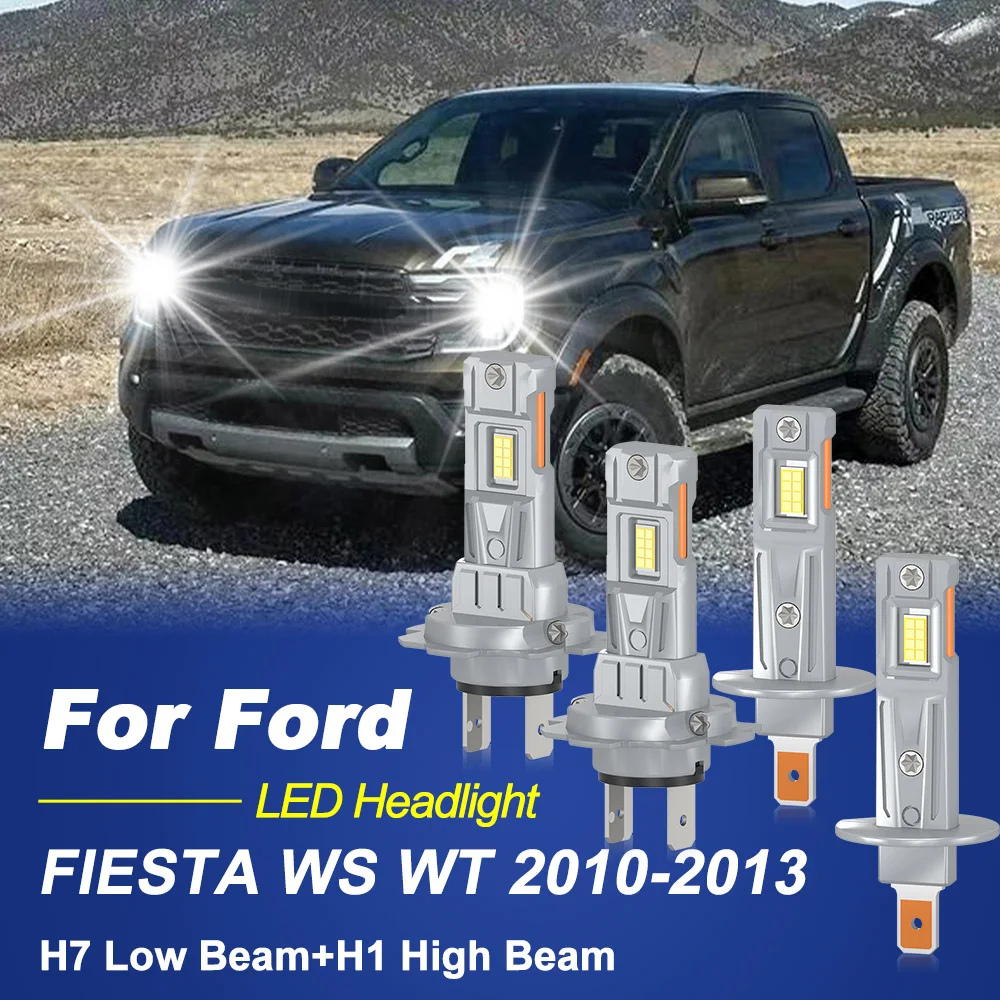 

Светодиодные лампы Canbus для фар ближнего и дальнего света, 6000K, белые, суперяркие, для Ford FIESTA WS WT 2010-2013