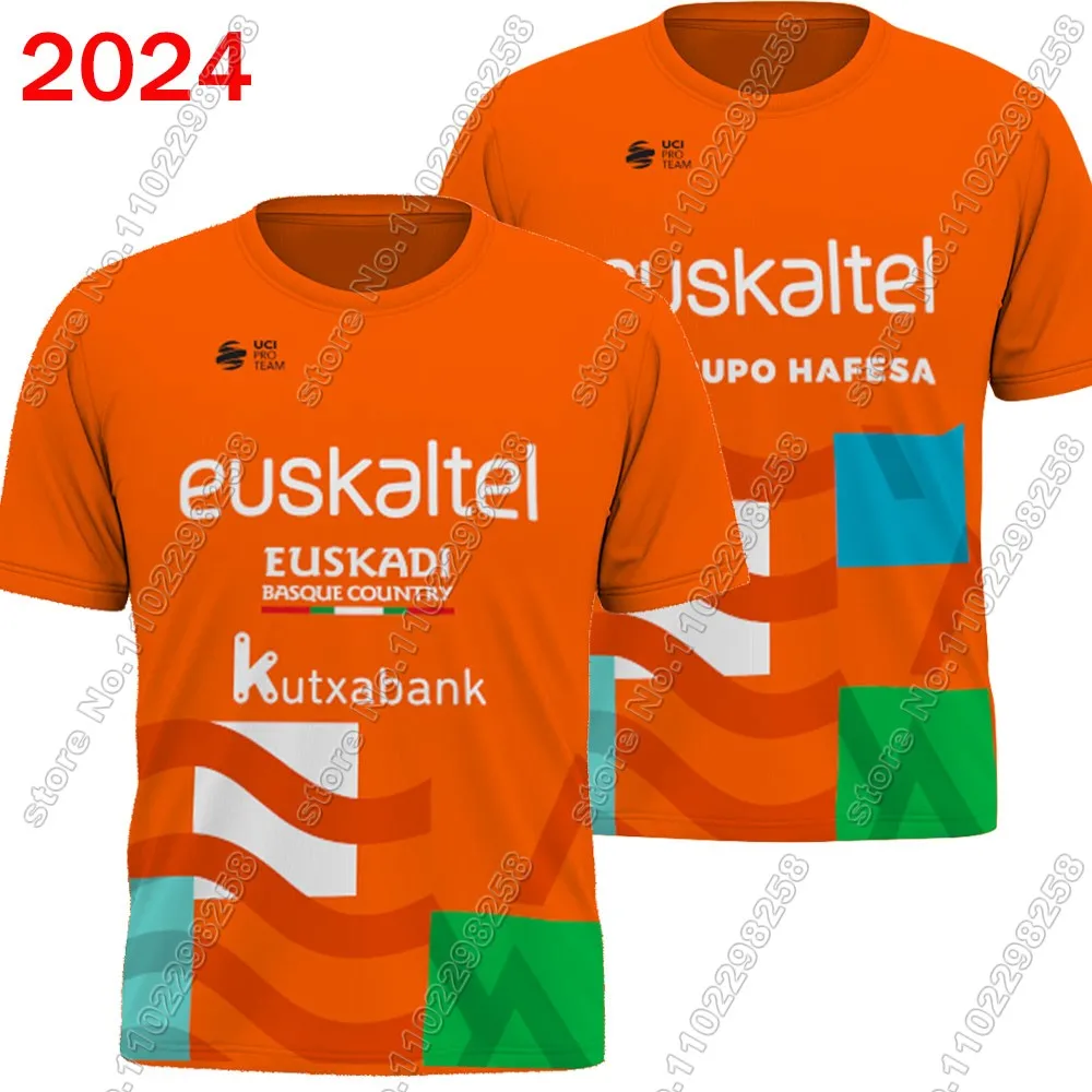 2024 Euskaltel Euskadi Team T Shirt Spain MTB Cycling Jersey Outdoor Tech Shirts Training Tops Fitness Jersey Running Clothing