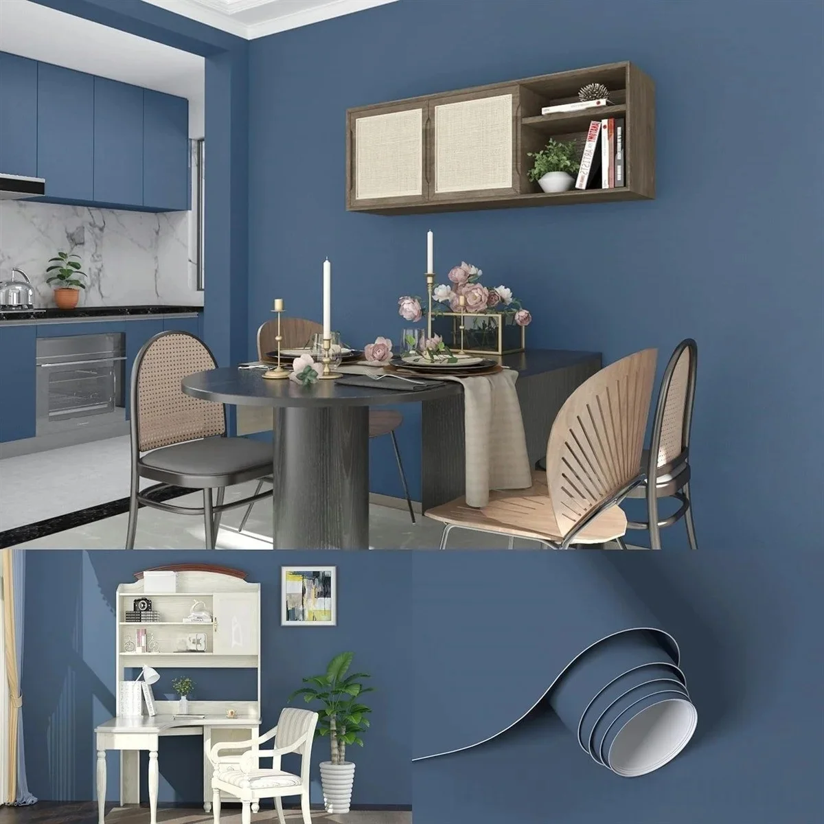 Papier peint auto-adhésif Anti-salissure, papier adhésif amovible, couleur unie, autocollants muraux, imperméable et résistant à l'huile