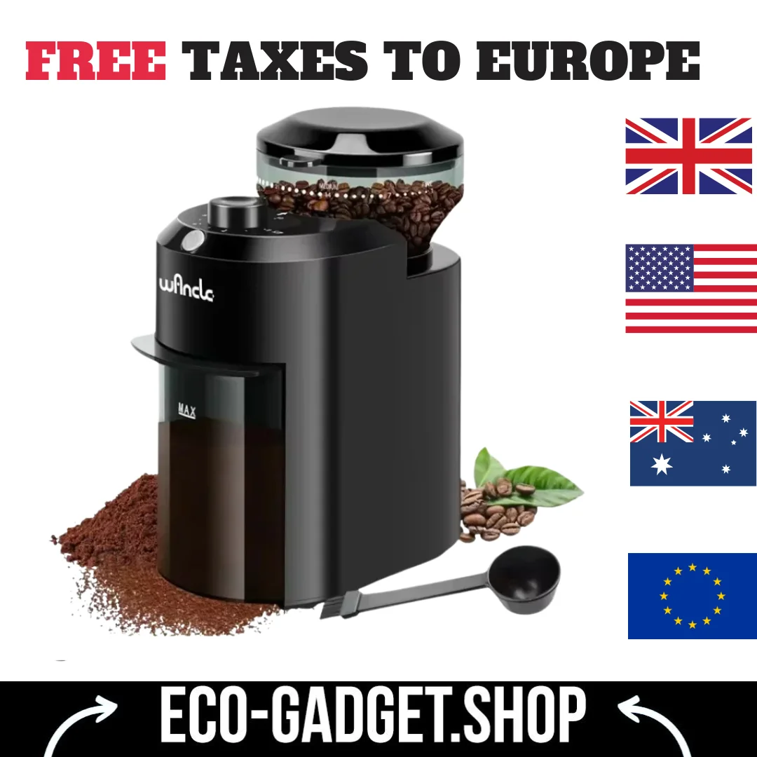 

Wancle Electric Burr Coffee Grinder Adjustable Burr Mill Conical Coffee Bean Grinding with 28 Precise Grind Setting 220V/120V