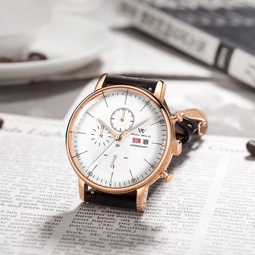 Imagen 2 del producto Reloj WM Relojes de cuarzo Casual Negocios Cristal de zafiro Resistente al agua Acero inoxidable Reloj Welly Merck 014M