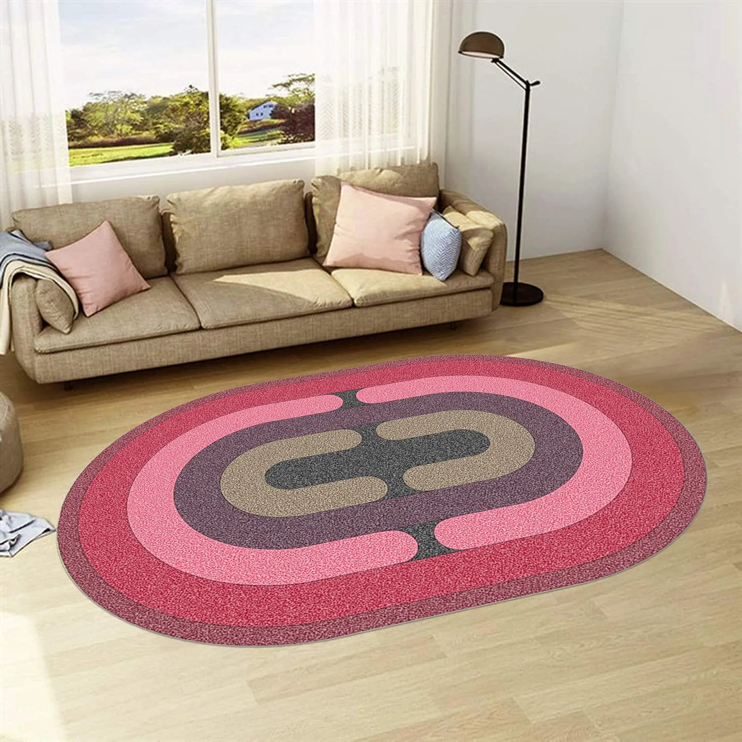 

Purple Pink Rug, Girls Room Decor Rug, Oval Rug, Round Rug, Entrance Rug, Rug Carpet, For Living Room, Area Rug, Shaped Mat