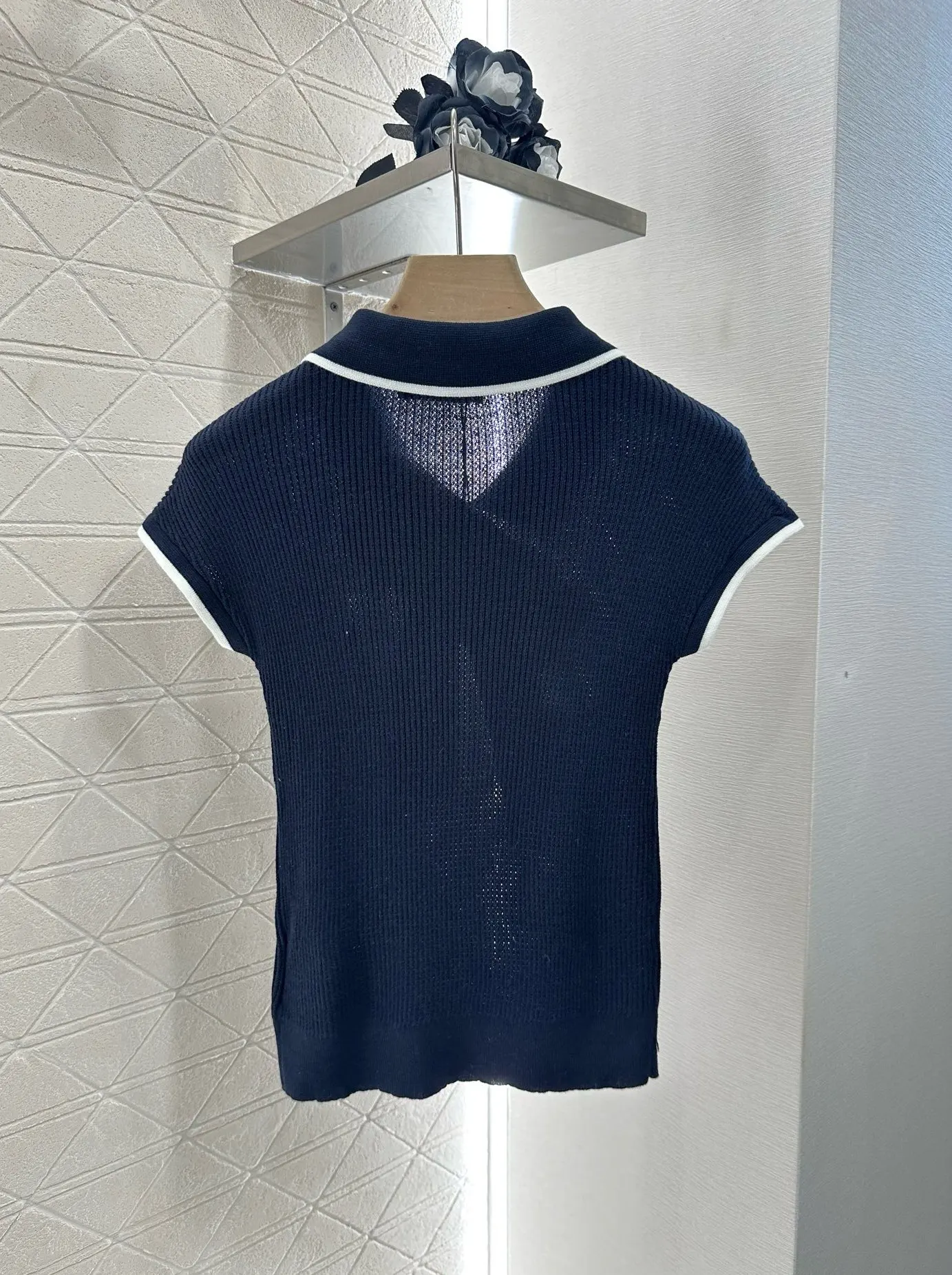 

2025 Summer New Product Bow Collar Knitted Short Sleeve Made of All Cotton Yarn Weaving Comfortable polo Collar WYY-232