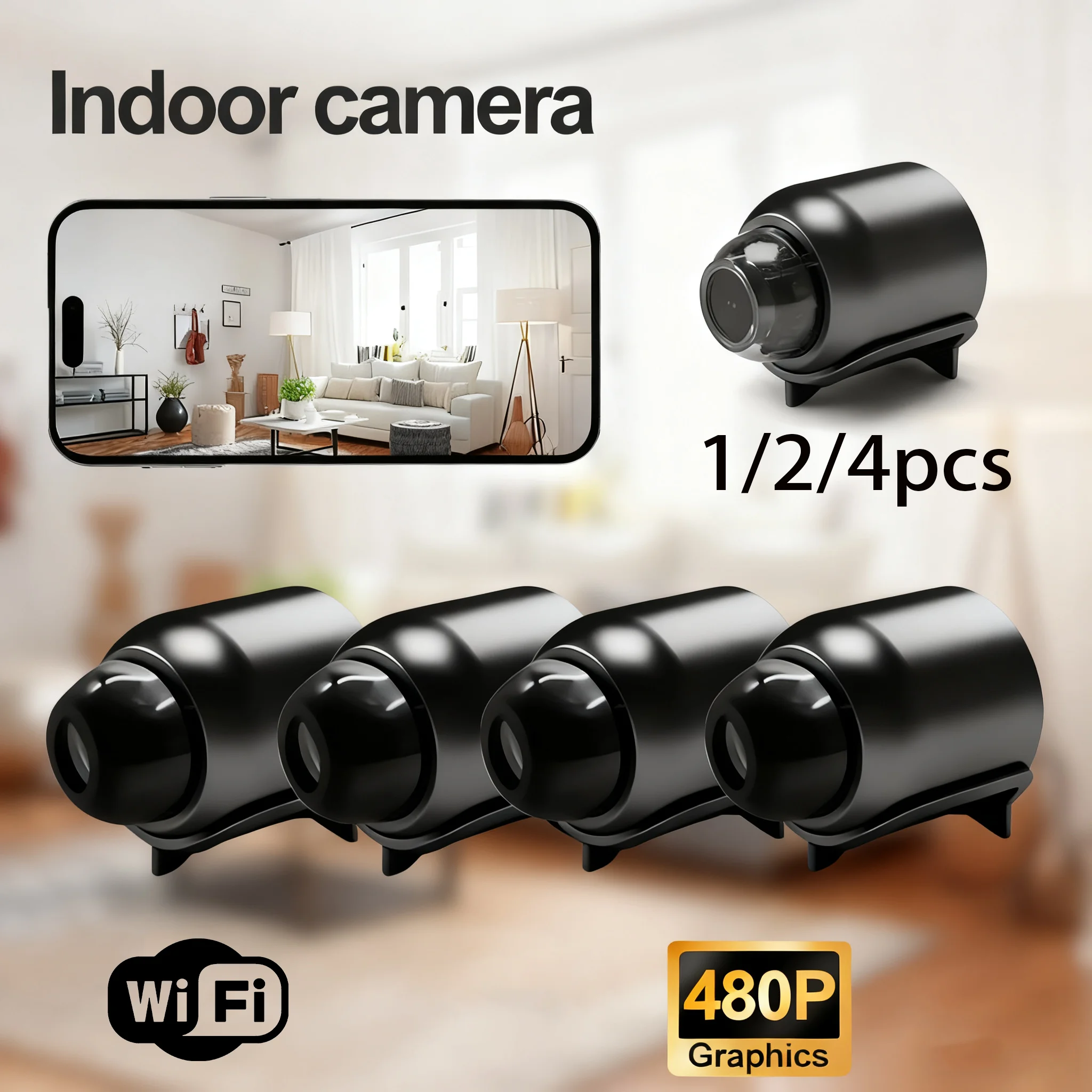 

Intelligent wireless camera with bracket, lightweight and portable, motion detection can be remotely applied to view videos at a