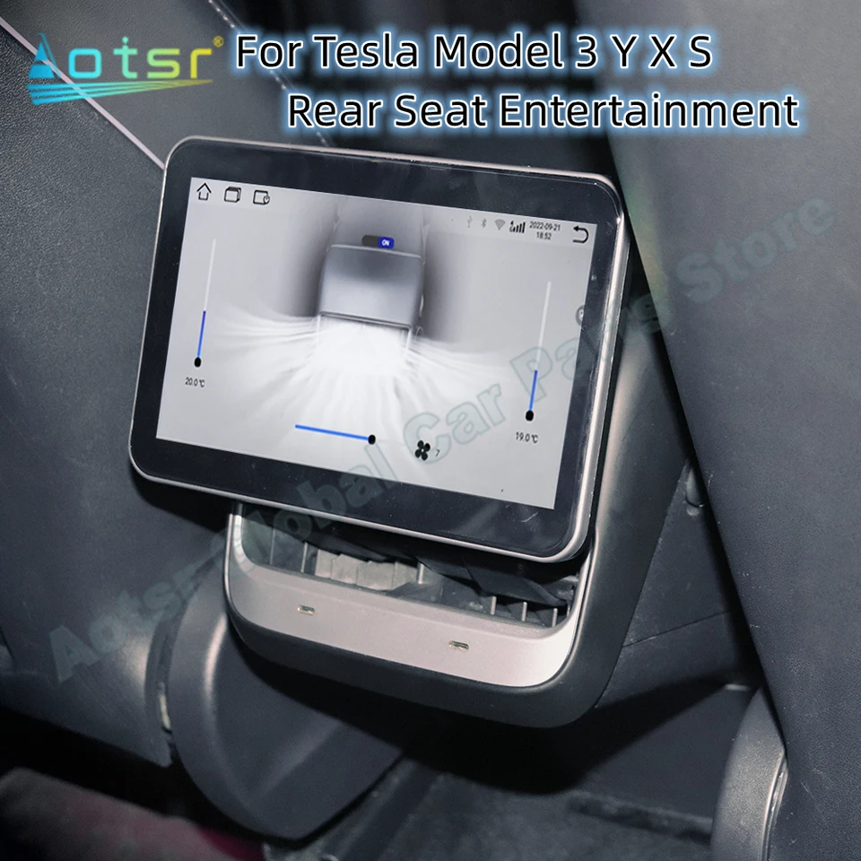 Aotsr 차량용 멀티미디어 플레이어, 테슬라 모델 3, 모델 Y, X, S, 뒷좌석 엔터테인먼트, LCD 디스플레이, AC 제어판, IPS 스크린 썸네일 7