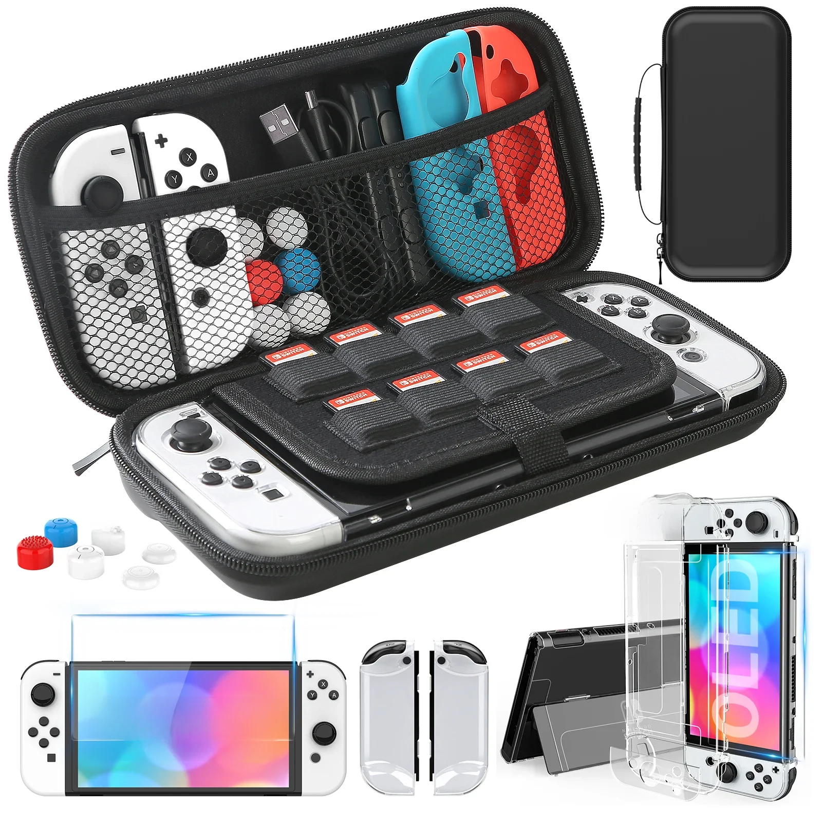 Mala para Nintendo Switch OLED Modelo, Kit de Acessórios 9 em 1, Estojo protetor, 2022