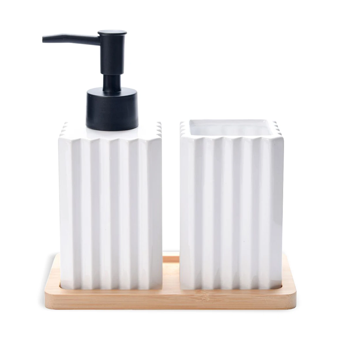 Ceramic Dispenser Kit 2 PCs C/Bamboo holder 300ml - Dolce