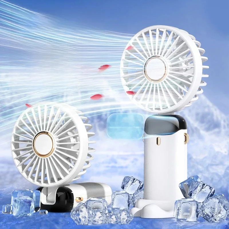 Tragbarer Mini-Handventilator, faltbar, zum Aufhängen am Hals, 5 Geschwindigkeiten, wiederaufladbarer USB-Ventilator mit Telefonständer und Bildschirm, 1800 mAh
