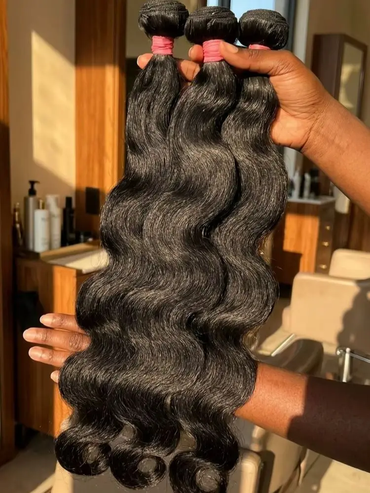 

Натуральные бразильские волнистые волосы Raw Body Water Wave, 30-32 дюйма, 1/3/5 пучков, двойной вытяжки, натуральные, необработанные, Remy, для наращивания