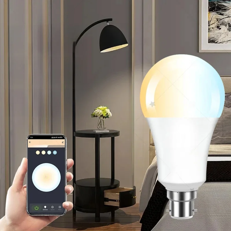 Ampoule intelligente Tuya WiFi B22, lampes 220V, 2700-6500K, lumière blanche froide et chaude, commande vocale, synchronisation, vie intelligente, fonctionne avec Alexa, Google