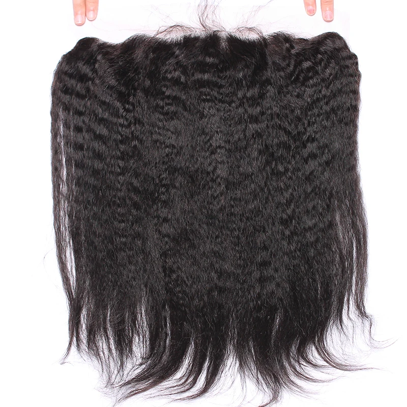 Peruvian Kinky Straight Lace Closure Human Hair Lace Frontal With Baby Hair Natural Color Remy Hair Closure