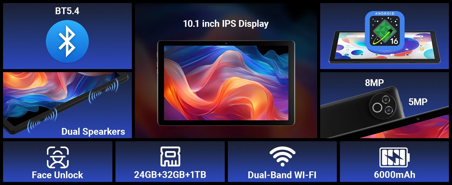 10.1 Inch Laptop‑Style Tablet PC Tablet Android 16 20GB(3+17 Virtual) RAM 64GB ROM A333 5‑Core HD LCD 5000mAh 2 Optional Packages Complete Set With Keyboard Mouse Stylus Earphone Storage Bag Option