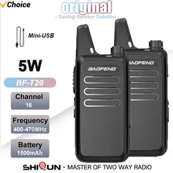 2PCS Mini Walkie Talkie Baofeng BF-T20 1PCS PortableTwo Way Radio Charging USB For BF-C9 BF-888S KD-C1 for Station Hotel Hunting