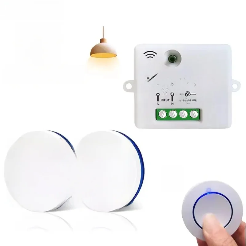 Interrupteur d'éclairage intelligent sans fil RF 433MHz, récepteur de relais 220V 110V, Mini bouton rond, panneau mural, télécommande pour lampe LED
