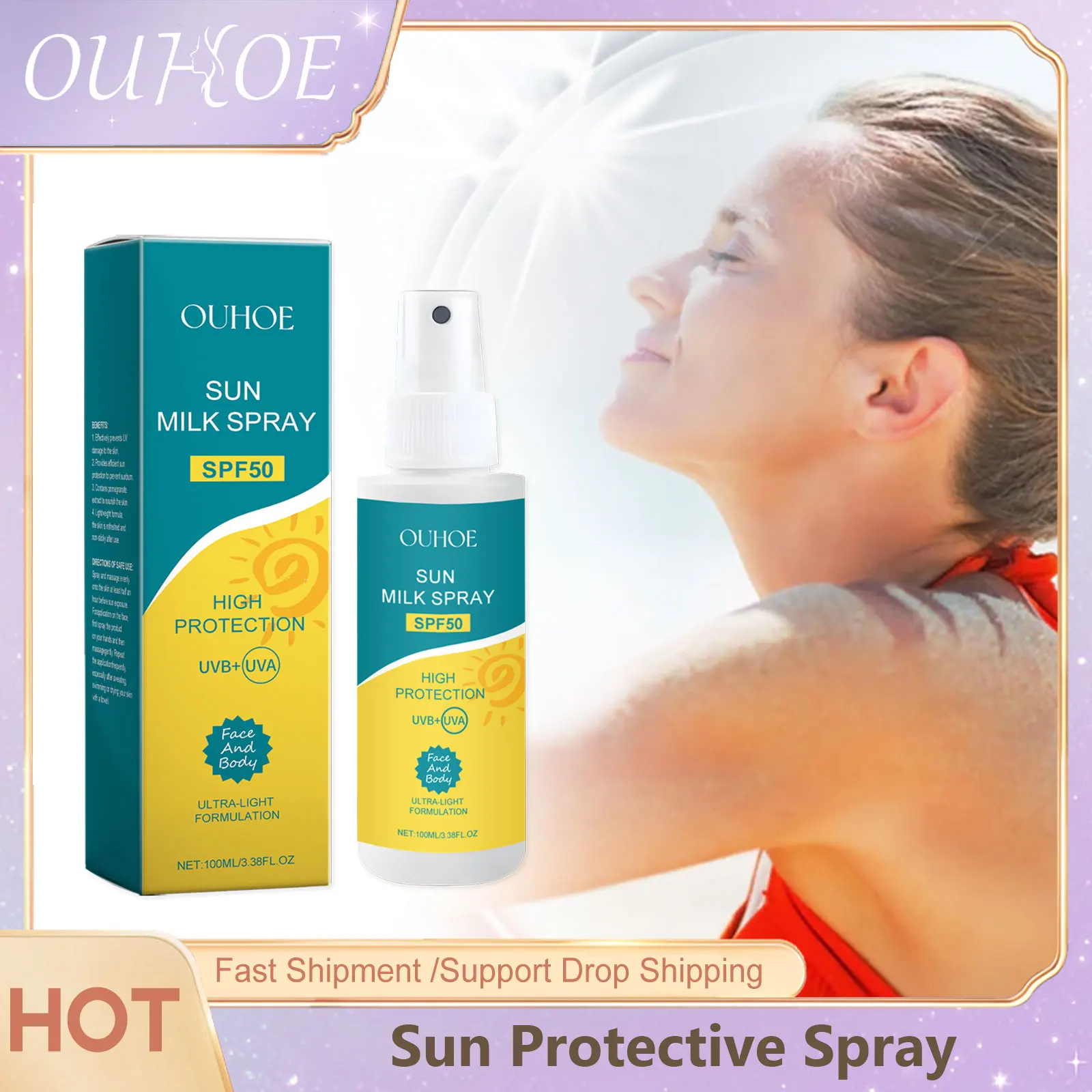 

Spf50 Sunscreen Spray Non Greasy Prevent Sunburn Anti Oxidant Sun Block Moisturizing Nourishing Refreshing Sun Protective Spray