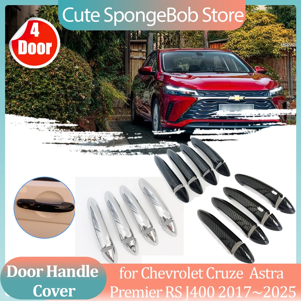 

Car Handle Cover for Chevrolet Cruze Astra Premier RS J400 2017~2025 Carbon Fiber Black Door Part Sticker Trim Strip Accessories