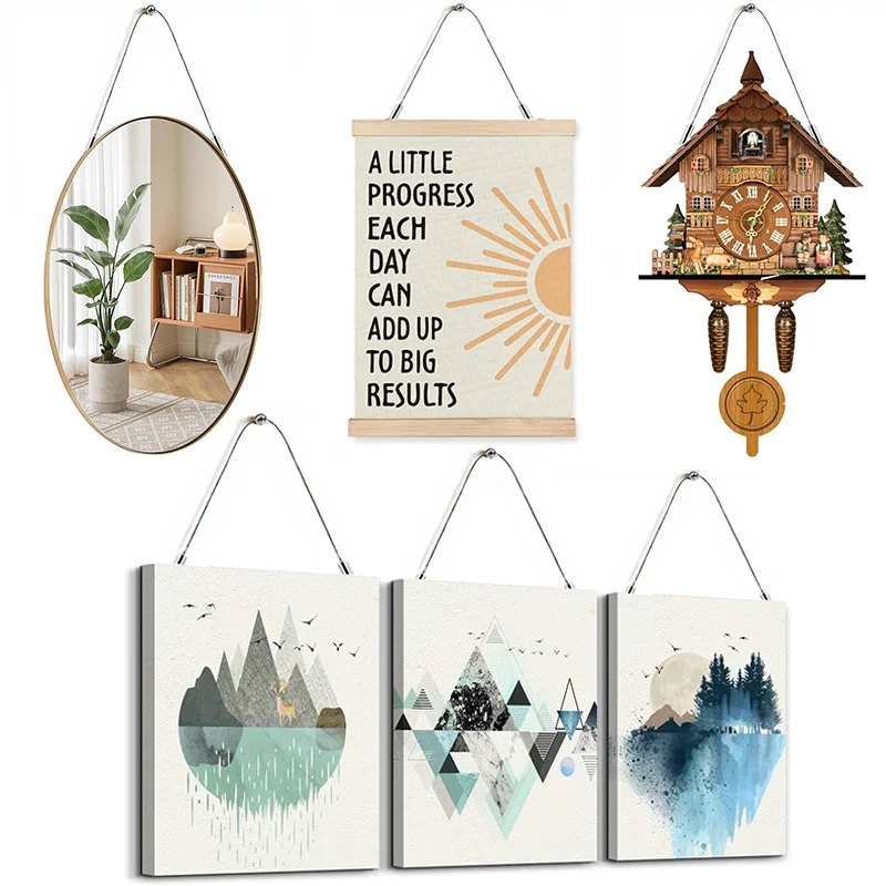 Adjustable Picture Hanging Wire Kit-Steel Cable, for Plated Hooks, Frames,Chandeliers & Wall Art,Wire Curtain Hanging System