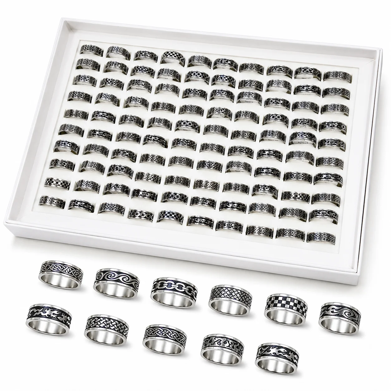 20 Stück Modische Natürliche Muschelringe aus Edelstahl, Nie Verblassend, für Damen und Herren, Schmuck in Großmengen LR4029 – Detail 17