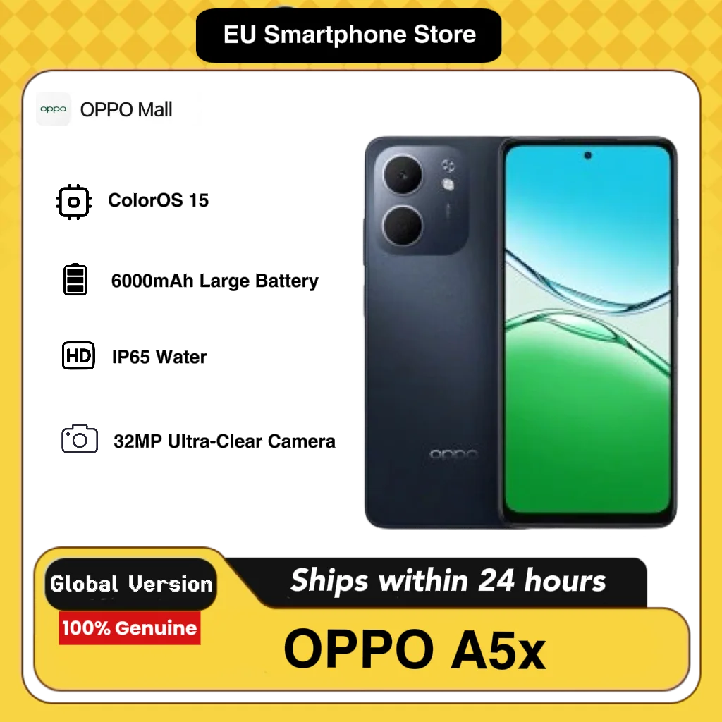 Teléfono OPPO A5X 4G con IA, 4GB+128GB LTE, Versión Global, Desbloqueado, con Sistema ColorOS 15, Equipado con Batería de Gran Capacidad de 6000mAh