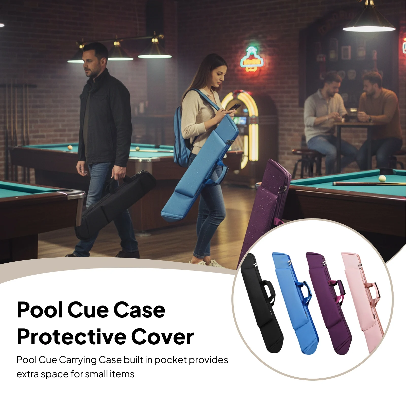 

Pool Cue Case Protective Cover Billiard Stick Padded Bag Lightweight Organizer Holder Backpack for Pool Cues Accessories