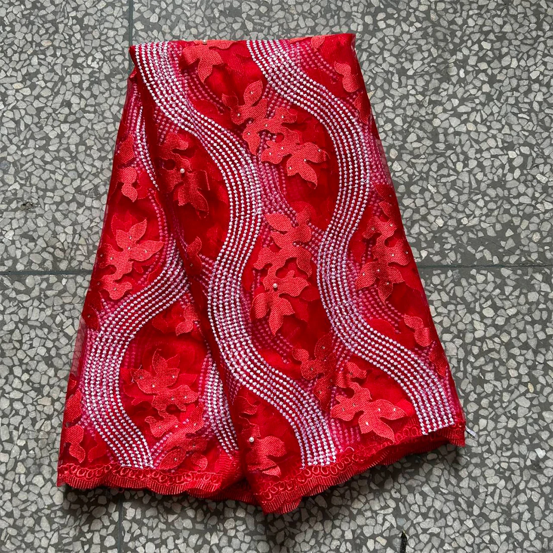

Red African Lace Fabric 5 Yards French Tulle Nigerian Lace Fabric 2026 Net Bridal Blue Embroidery PL028