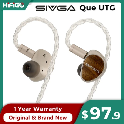 Imagen 1 del producto Sivga Que UTG diafragma de vidrio plano controlador dinámico auricular intrauditivo IEM HiFi de sándalo verde con Cable de enchufe intercambiable