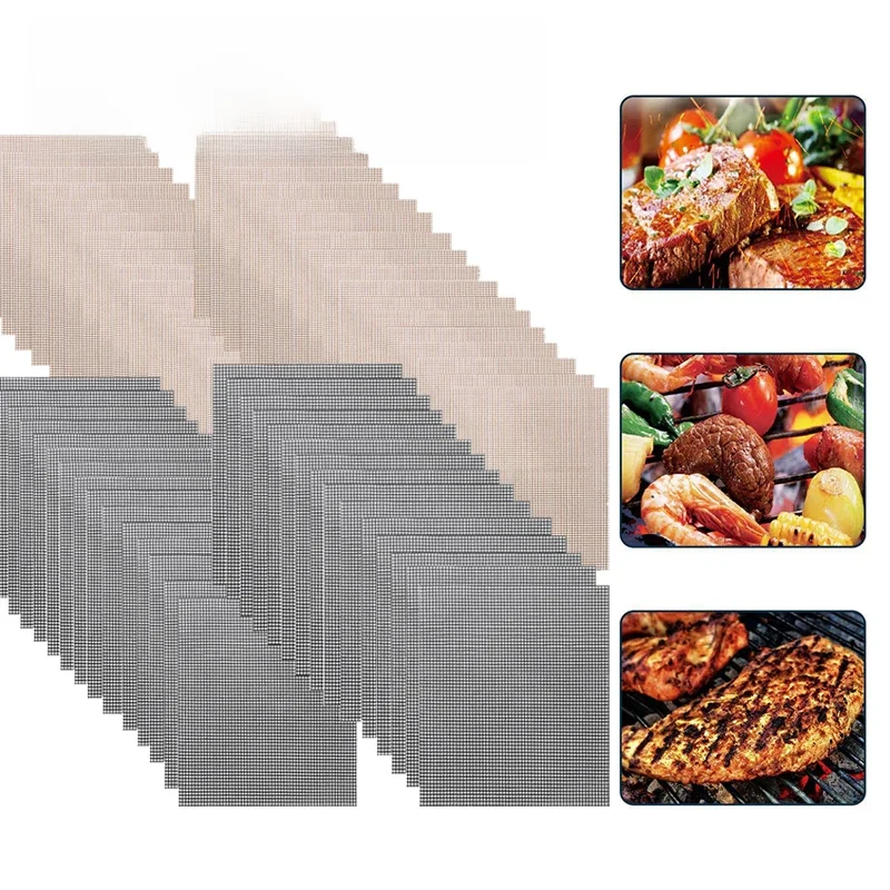 Grille de Barbecue antiadhésive résistante aux hautes températures, 50 pièces, maille de Barbecue, tampons de cuisine réutilisables et faciles à nettoyer, outil de gril de cuisson