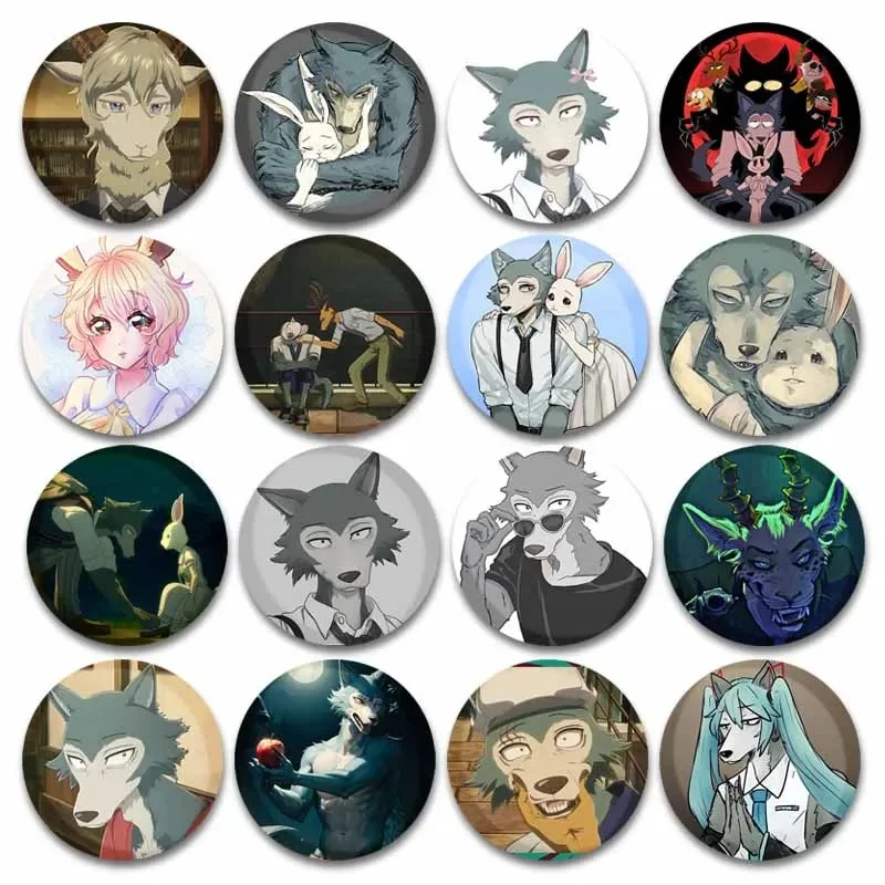 Broche à bouton souple de dessin animé Beastars, jolie broche Legoshi Louis Haru, Badge rond créatif de dessin animé pour sac à dos, vêtements de décoration, bijoux cadeaux