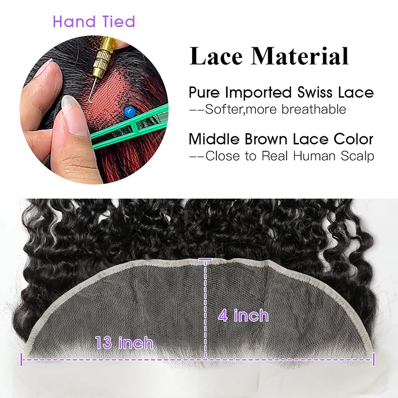 Burmese Curly 13X4 Lace Frontal Brazilian Virgin Human Hair Preplucked 4x4 Transparent Lace Closure Human Hair For Women